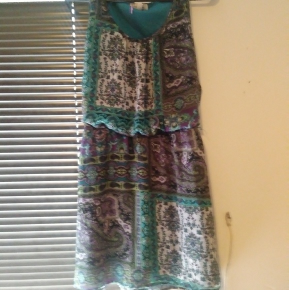 Cute turquoise patterned dress - Picture 1 of 4